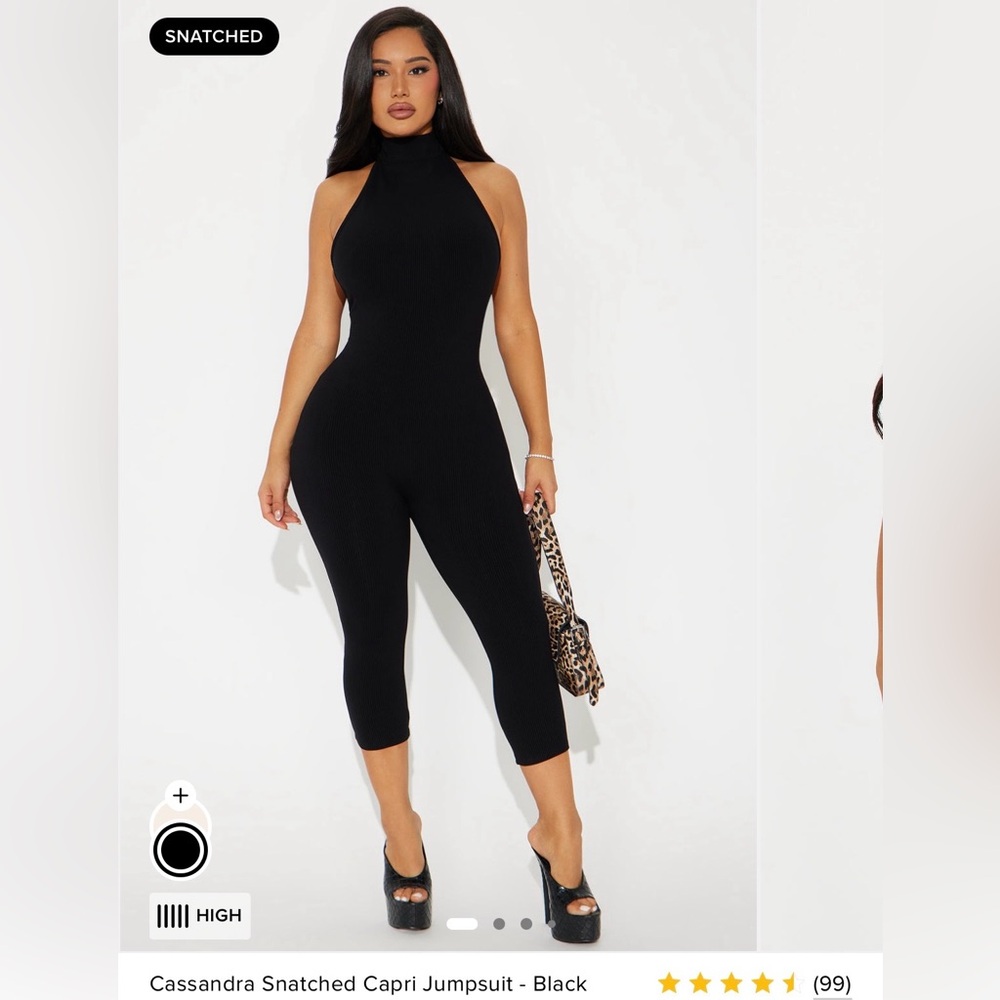 Fashion Nova Black Capri Jumpsuit
